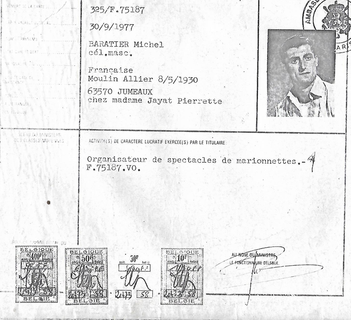 La Compagnie Baratier - License de marionnettiste du grand-père - Cliquez pour zoomer
